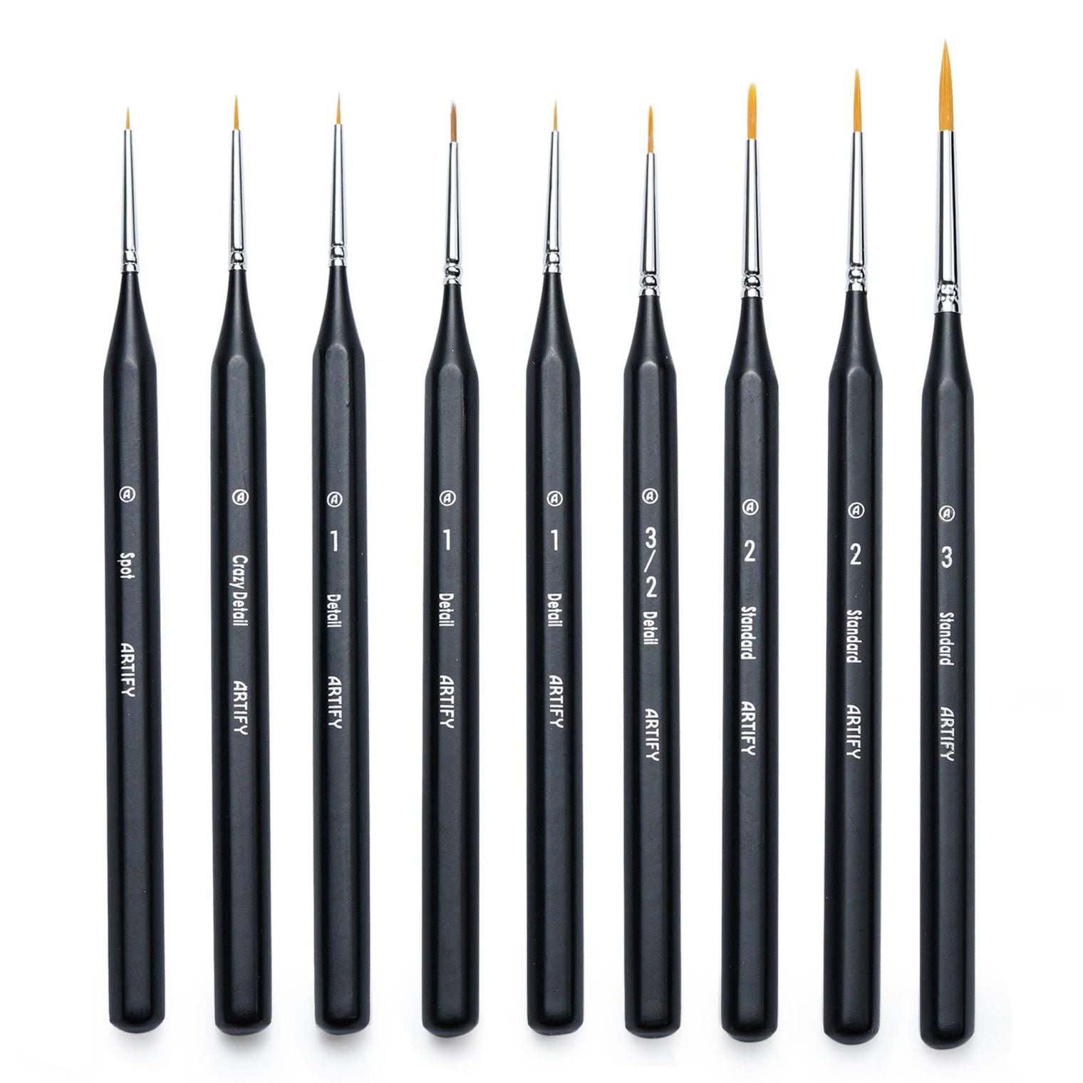 Mastercraft 9-Piece Miniature Painting Brush Set – Ultra Fine Detail Brushes for Models & Miniatures, by ARTIFY