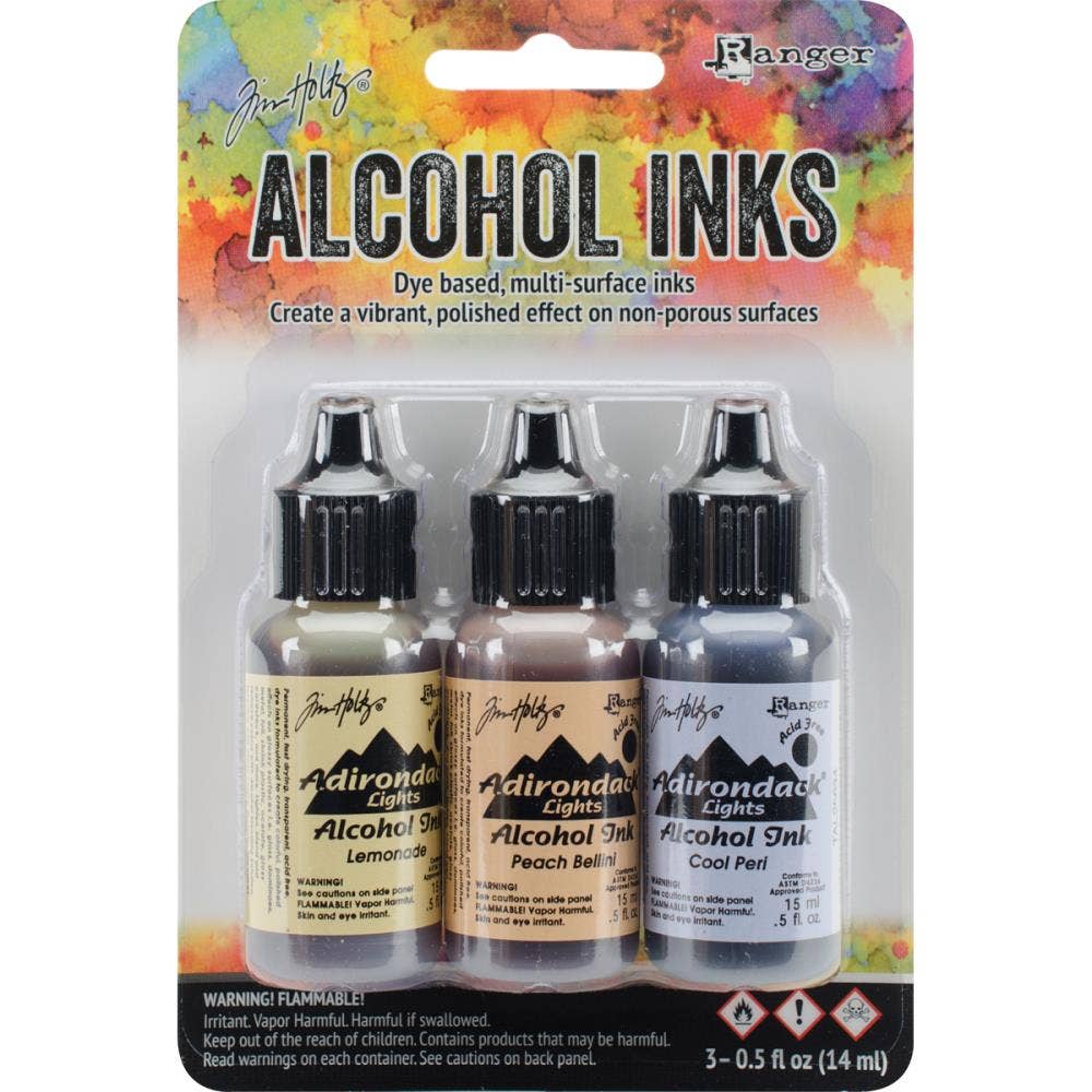 Tim Holtz Alcohol Ink Set – 3 Colors- Multiple Variations (0.5 oz Bottles, Dye-Based, Multi-Surface)
