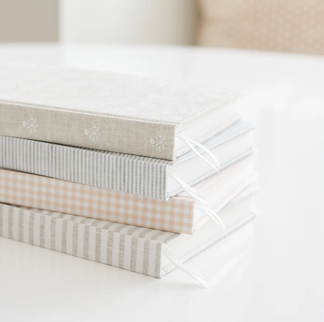 Tailored Journal, Flax Stripe – Hardcover Lined Notebook with Ribbon Bookmarks