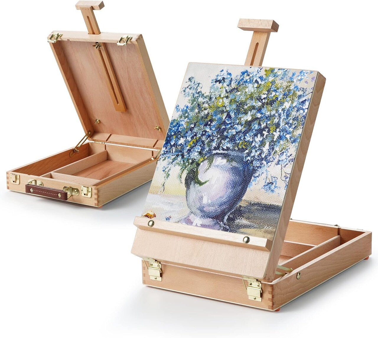 Adjustable Beechwood Tabletop Easel Box – Portable Wooden Sketch Box Easel, by Artify