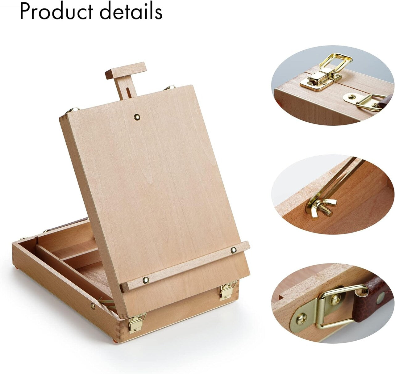 Adjustable Beechwood Tabletop Easel Box – Portable Wooden Sketch Box Easel, by Artify