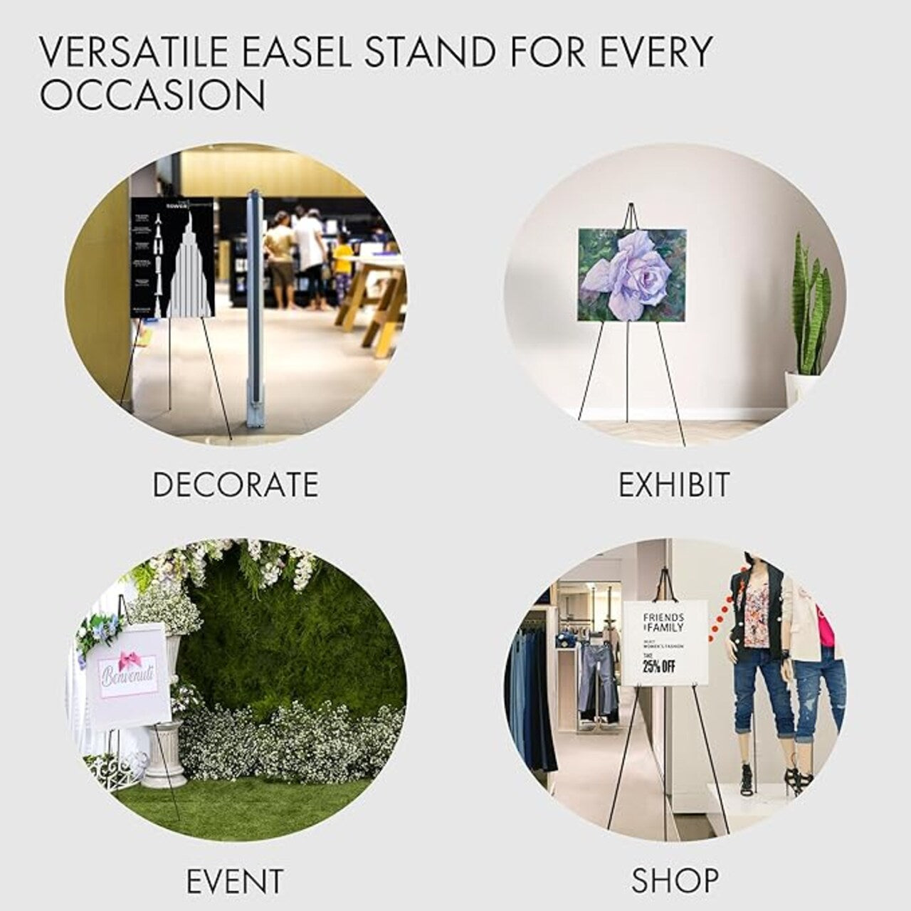 64" Sign Easel Stand – Portable Tripod Display for Signs, Posters & Canvas, by Artify