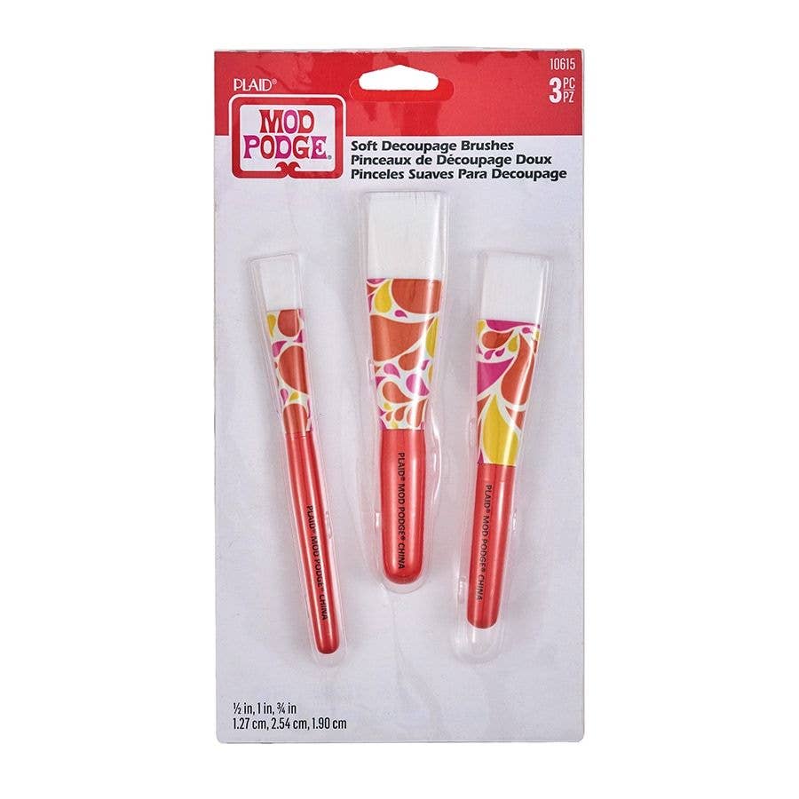Mod Podge Soft Decoupage Brush Set – 3 Piece (Smooth Finish Application Brushes)
