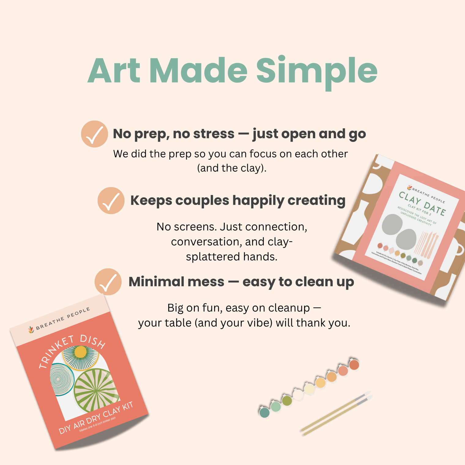 Deluxe Clay Date Activity Kit – Air Dry Clay Craft Set for Two, Breathe People