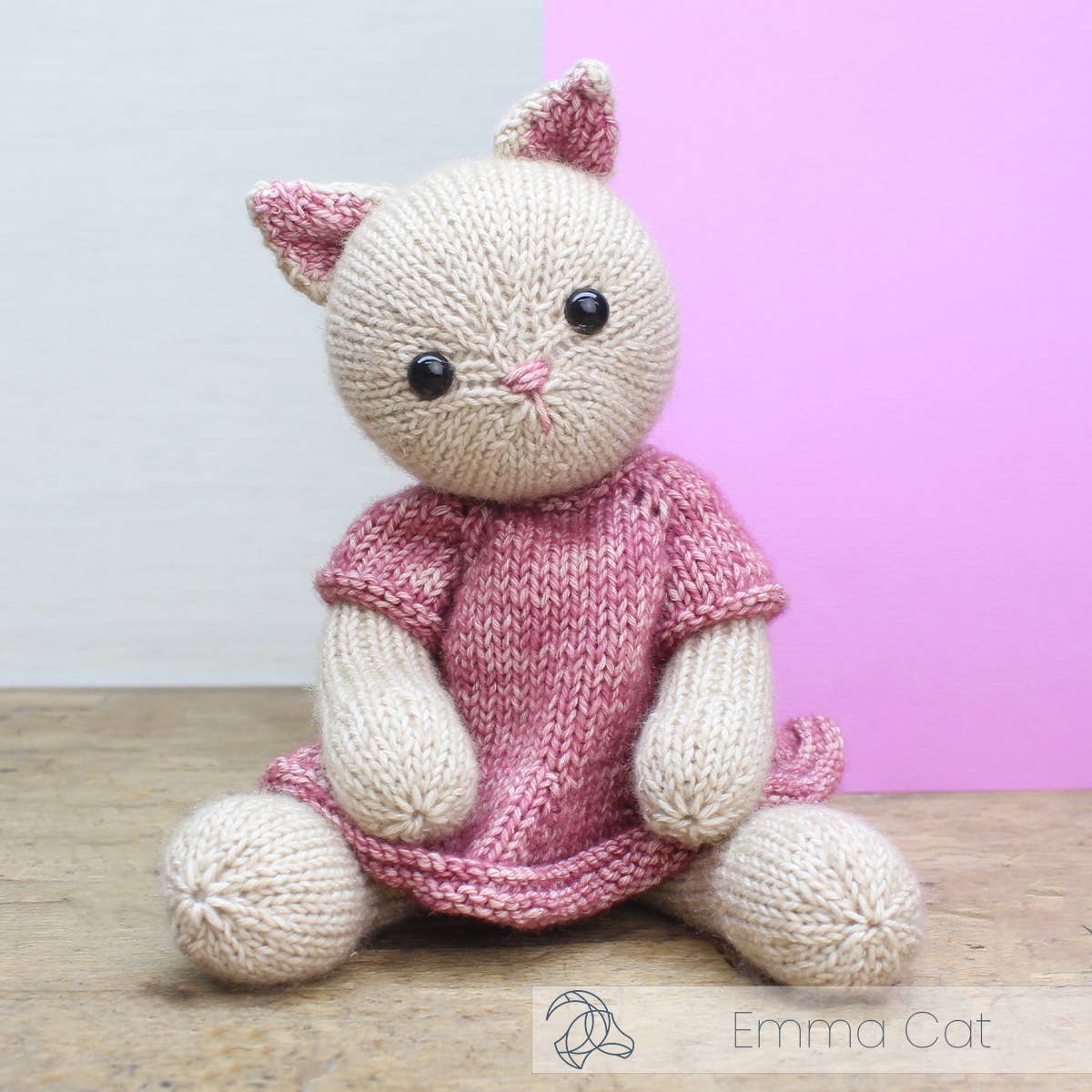 DIY Knitting Kit, Emma Cat – Yarn Craft Kit with Pattern- Knitting Needles NOT Included
