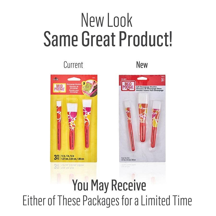 Mod Podge Soft Decoupage Brush Set – 3 Piece (Smooth Finish Application Brushes)