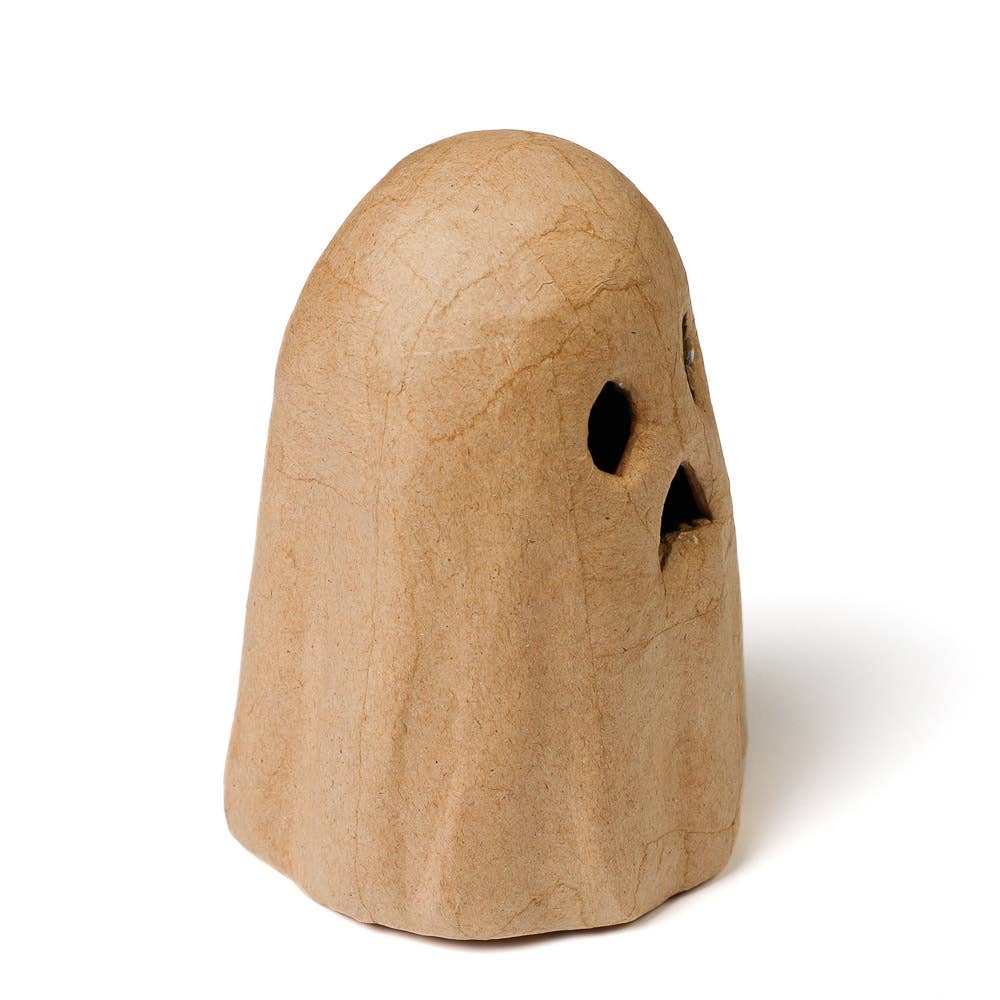 Paper Mache Halloween Ghost – 5-1/4" Unfinished No-Face Cutout DIY Craft Figure