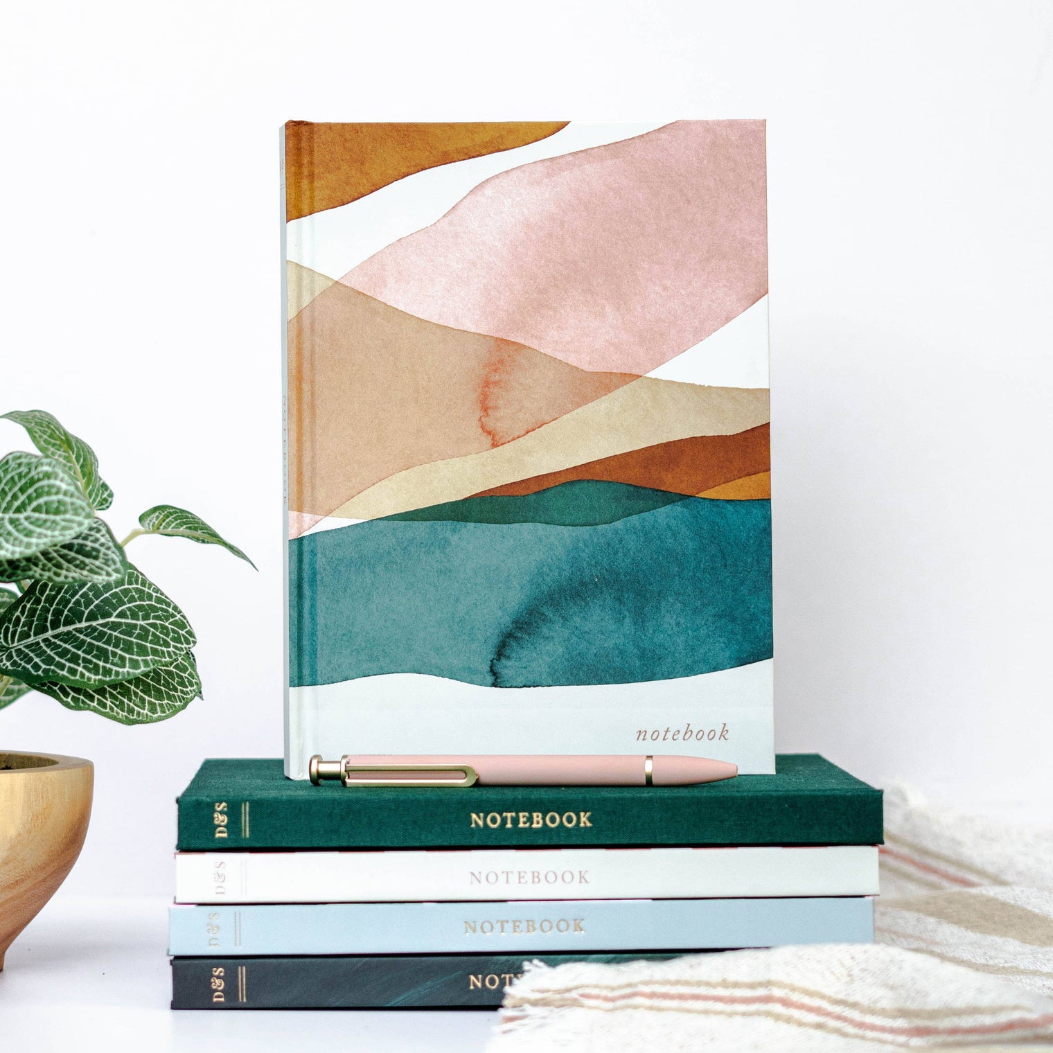 Duncan & Stone Blank Journal Notebook, Hardcover Flat-Lay Journal – Desert & June Watercolors