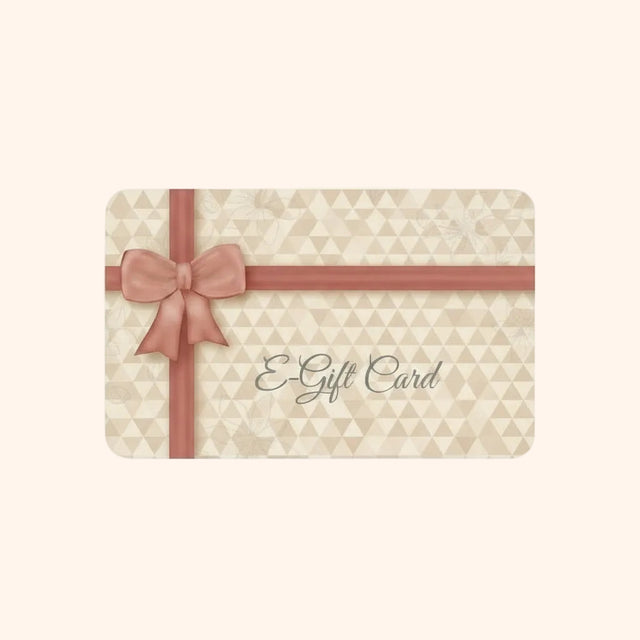 E-gift card with a bow design on a beige patterned background