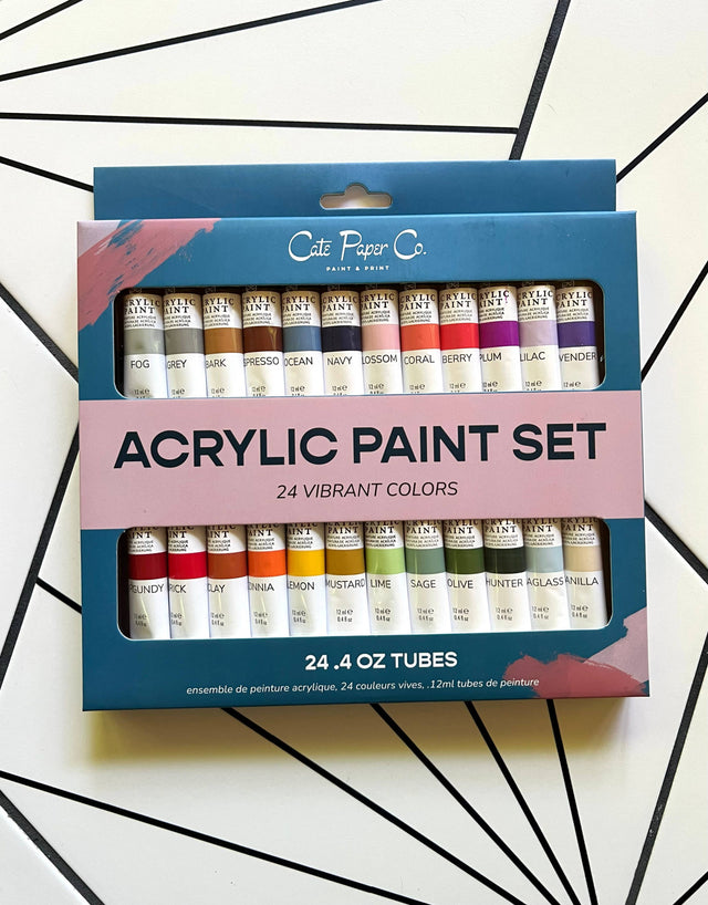 Acrylic Paint Set – 24 Vibrant Colors (0.4 oz Tubes, Heavy Body)