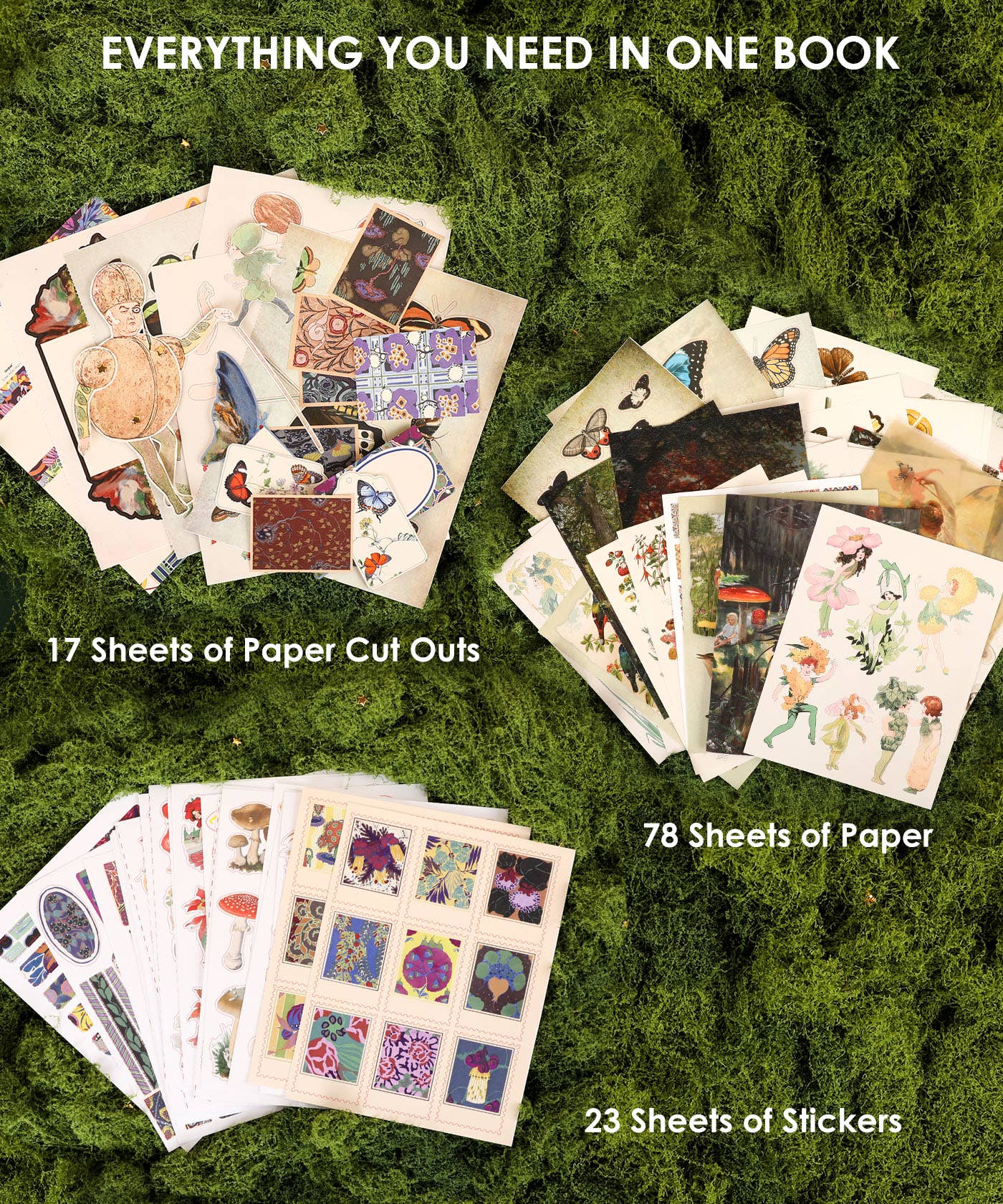 The Botanical Muse Collage Activity Book – 200+ Pages Mixed Media Collage Book