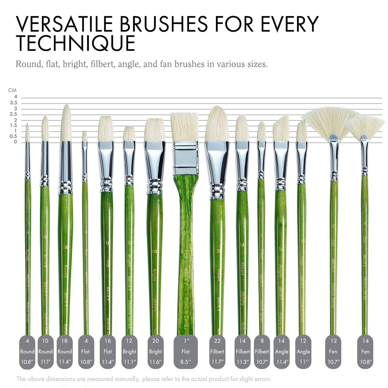 ARTIFY 15-Piece Oil Paint Brush Set – Pure Hog Bristle Brushes for Professional Oil Painting (Long Handle))