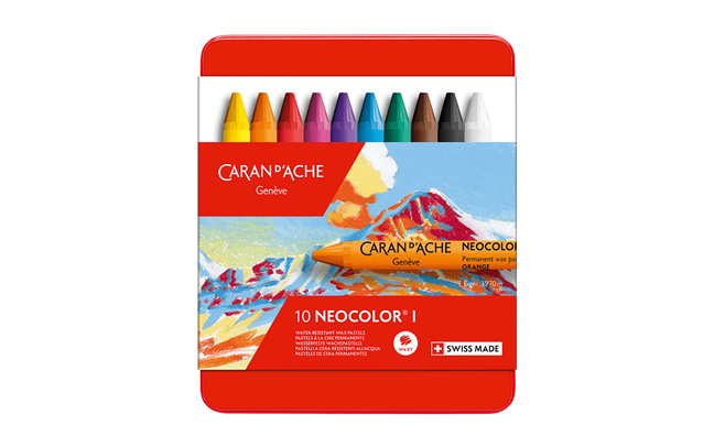 Caran d’Ache Neocolor I Wax Pastels – Set of 10 in Metal Box