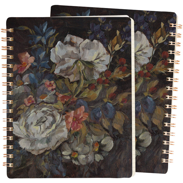 Moody Floral Spiral Notebook – 120 Page Lined Watercolor Journal, Primitives by Kathy