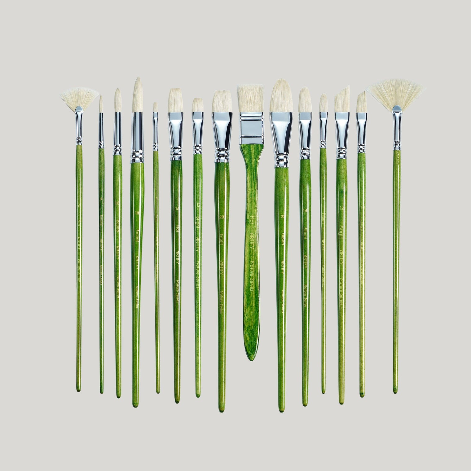 ARTIFY 15-Piece Oil Paint Brush Set – Pure Hog Bristle Brushes for Professional Oil Painting (Long Handle))
