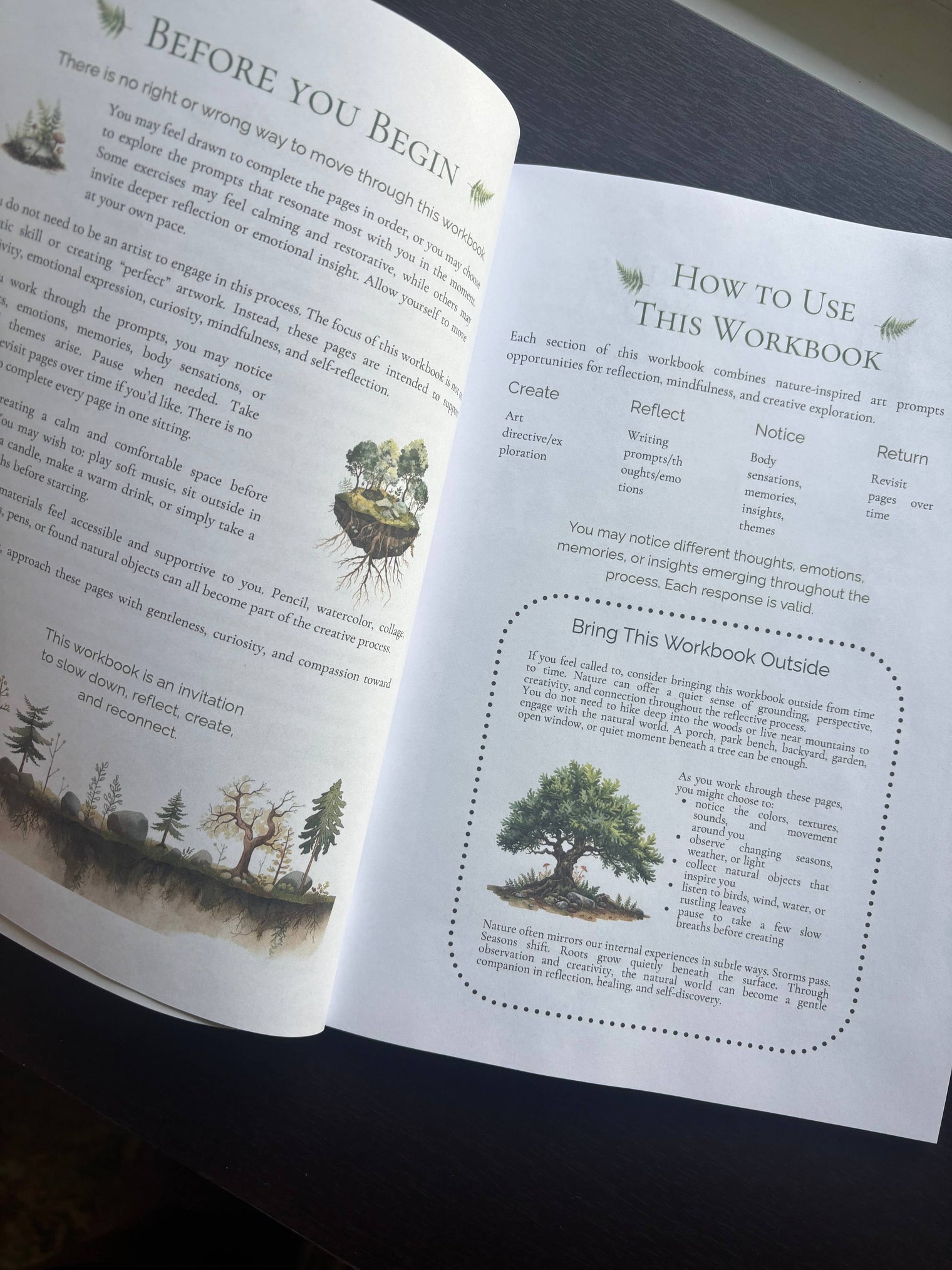 Grounded: A Nature Inspired Art Therapy Workbook for Reflection, Creativity & Emotional Wellness, Guided Art Therapy & Mindfulness Workbook