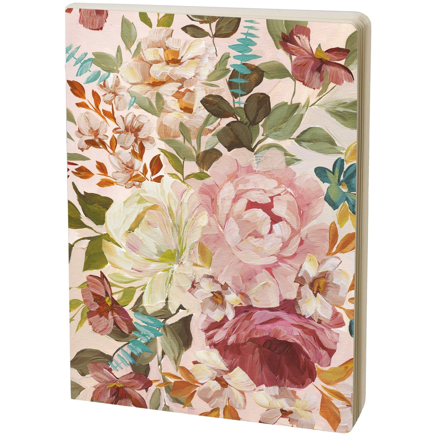 Cabbage Rose Journal – Watercolor Floral Lined Notebook 160 Pages, Primitives by Kathy