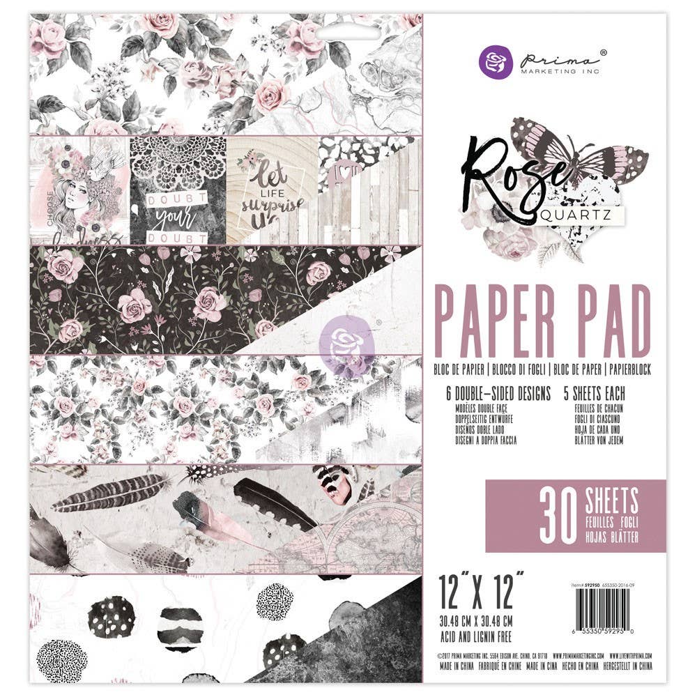 Prima Marketing 12x12 Rose Quartz Paper Pad – Scrapbooking Paper Pad