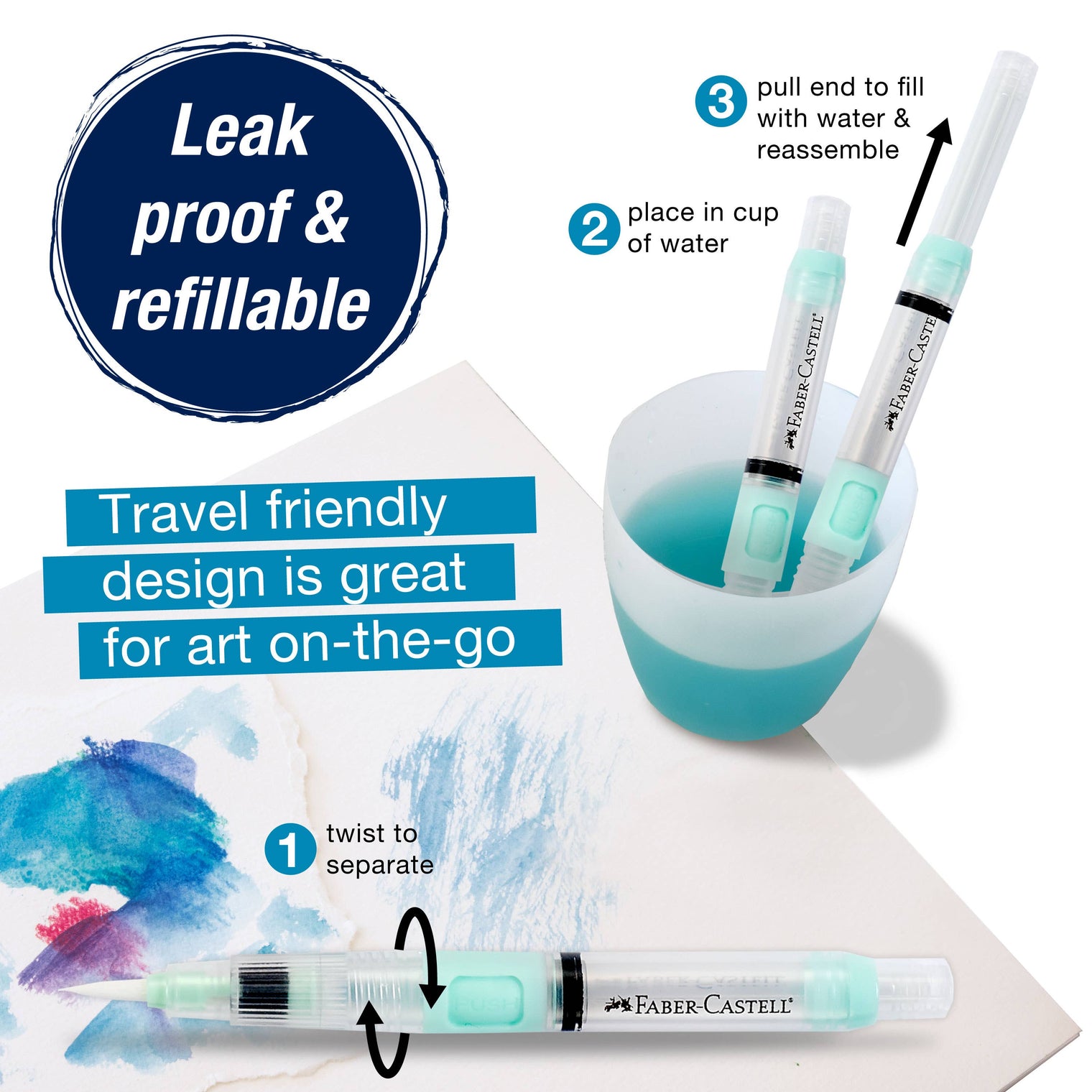 Deluxe Refillable Water Brush – Artist Water Painting Brush, by Faber-Castell