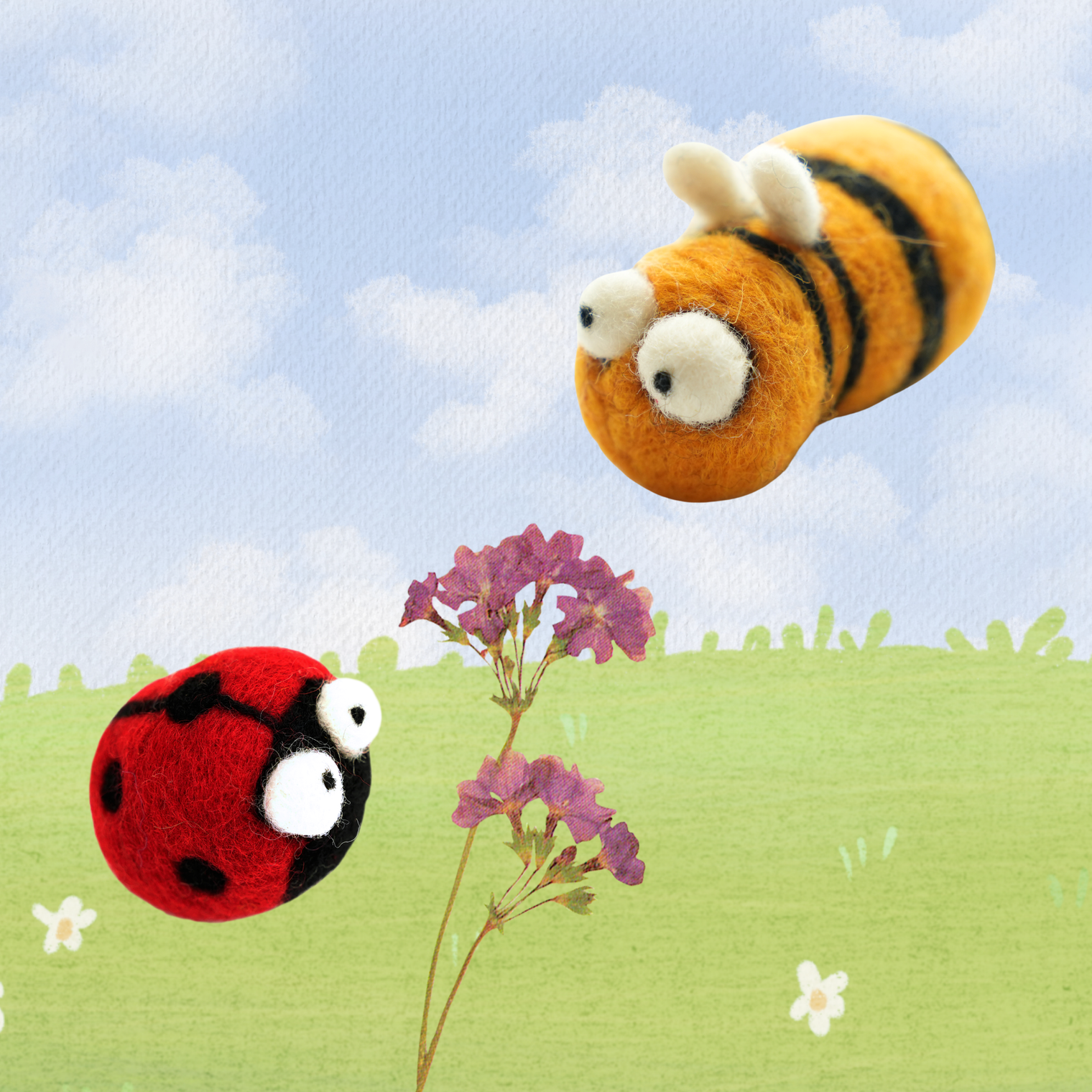 DIY Needle Felting Kit, Bee and Ladybug – Beginner Wool Craft Set by Woolbuddy