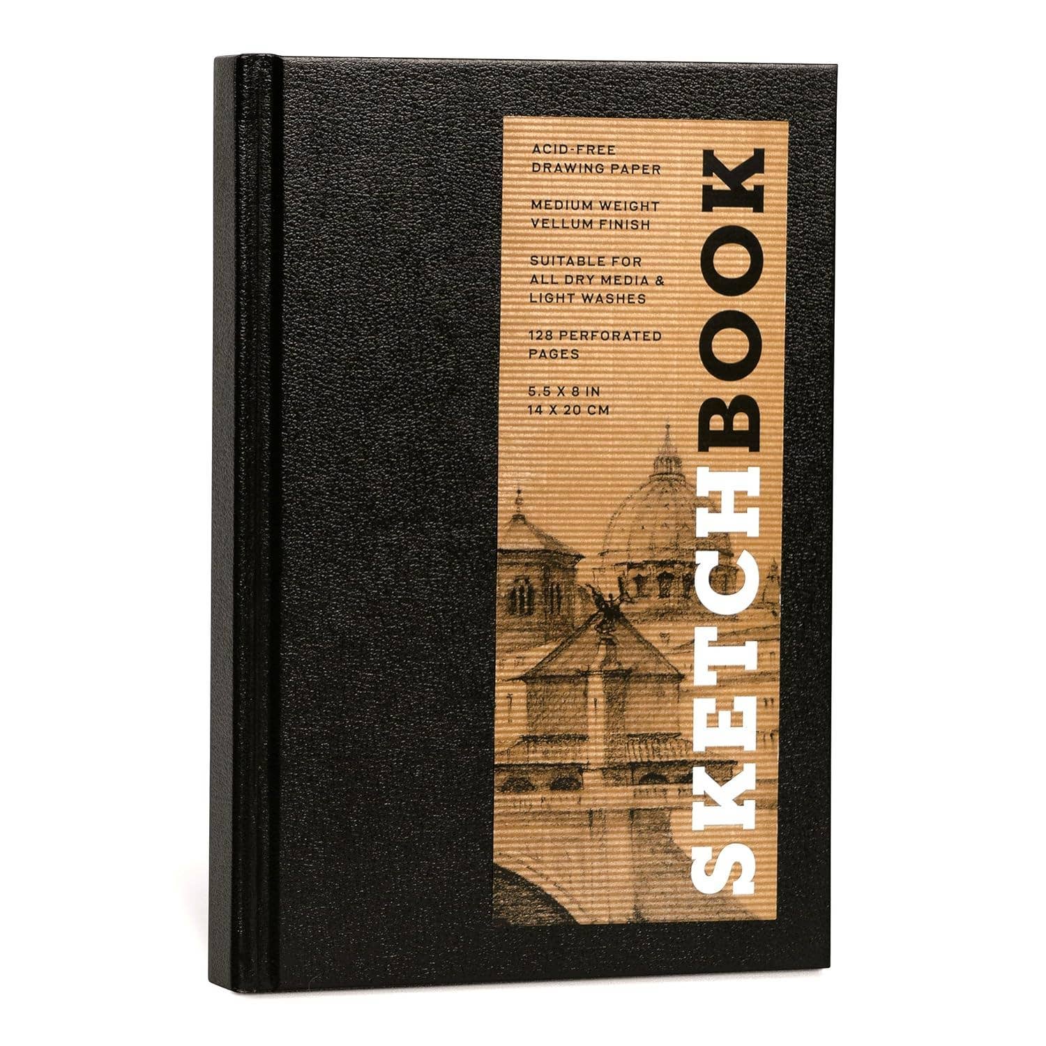 Small Hardcover Sketchbook – 5.5 x 8 Inch Black Sketchbook with Acid-Free Paper