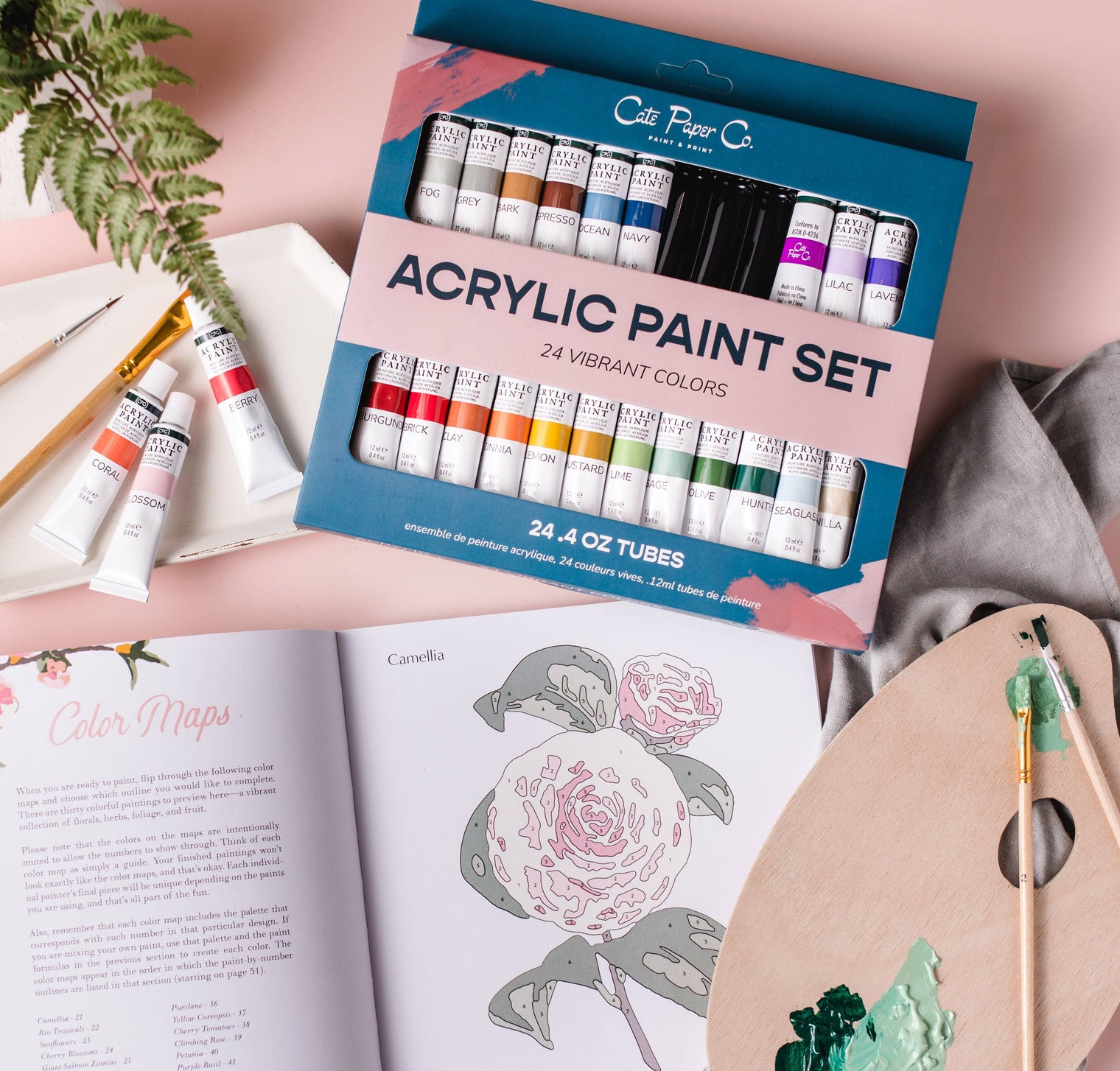 Acrylic Paint Set – 24 Vibrant Colors (0.4 oz Tubes, Heavy Body)