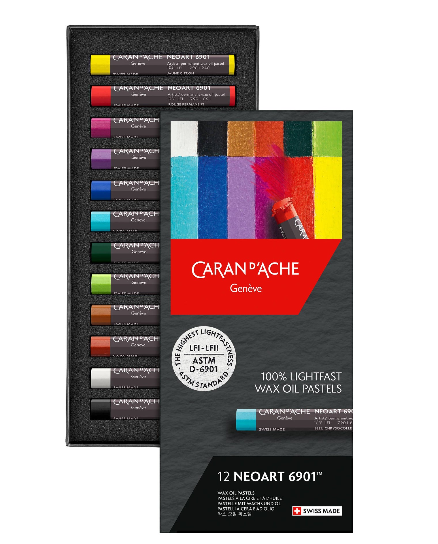NeoArt 6901 Pastels – Set of 12 Professional Wax & Oil Pastels, by Caran d’Ache