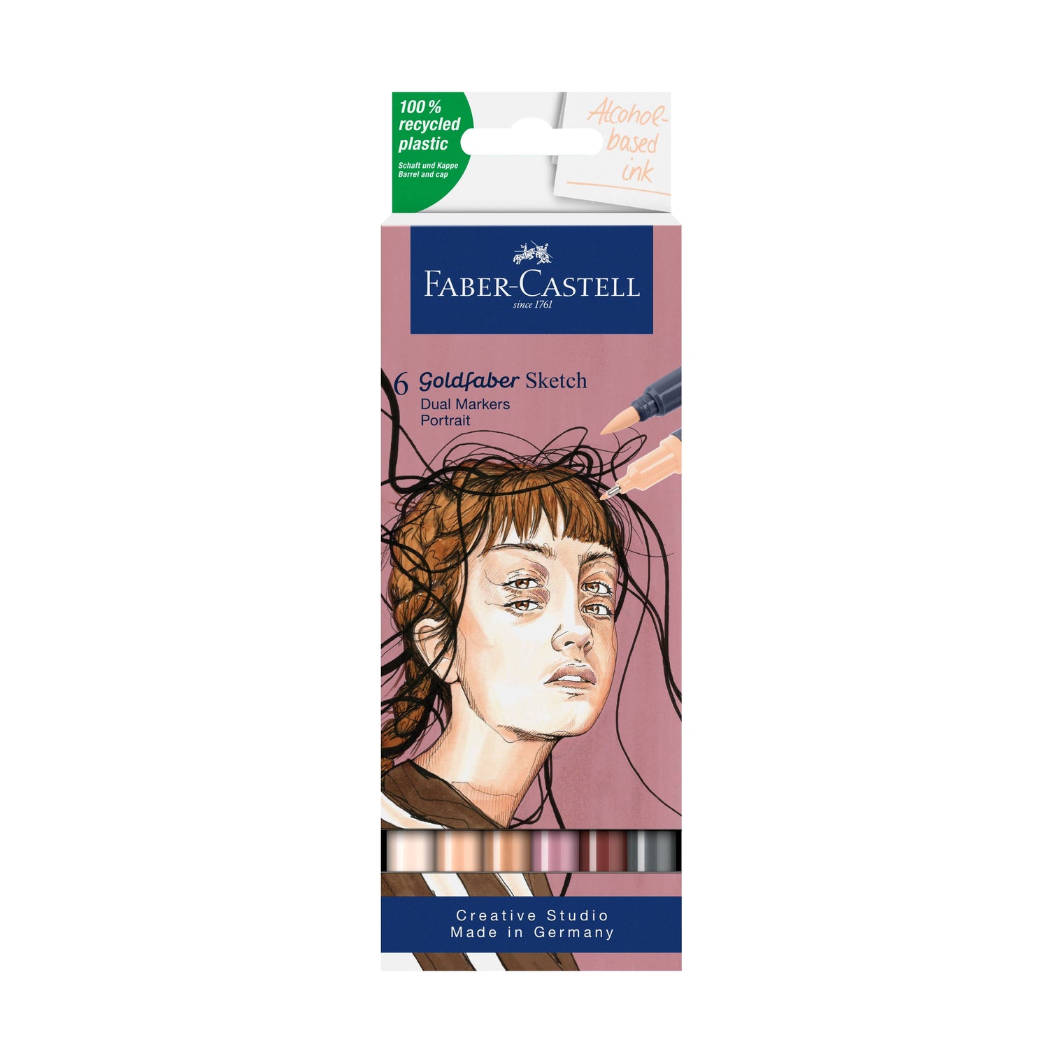 Goldfaber Sketch Markers Portrait Set – Wallet of 6 Dual-Tip Alcohol Markers, Faber-Castell