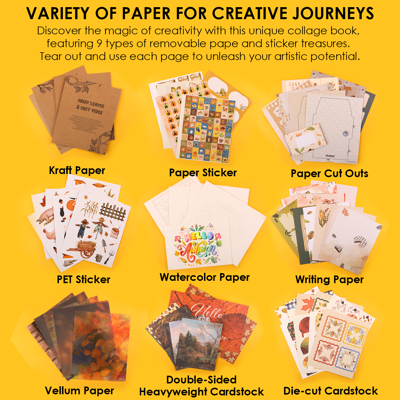 Autumn Palette Collage Activity Book – 200+ Pages Seasonal Mixed Media Book