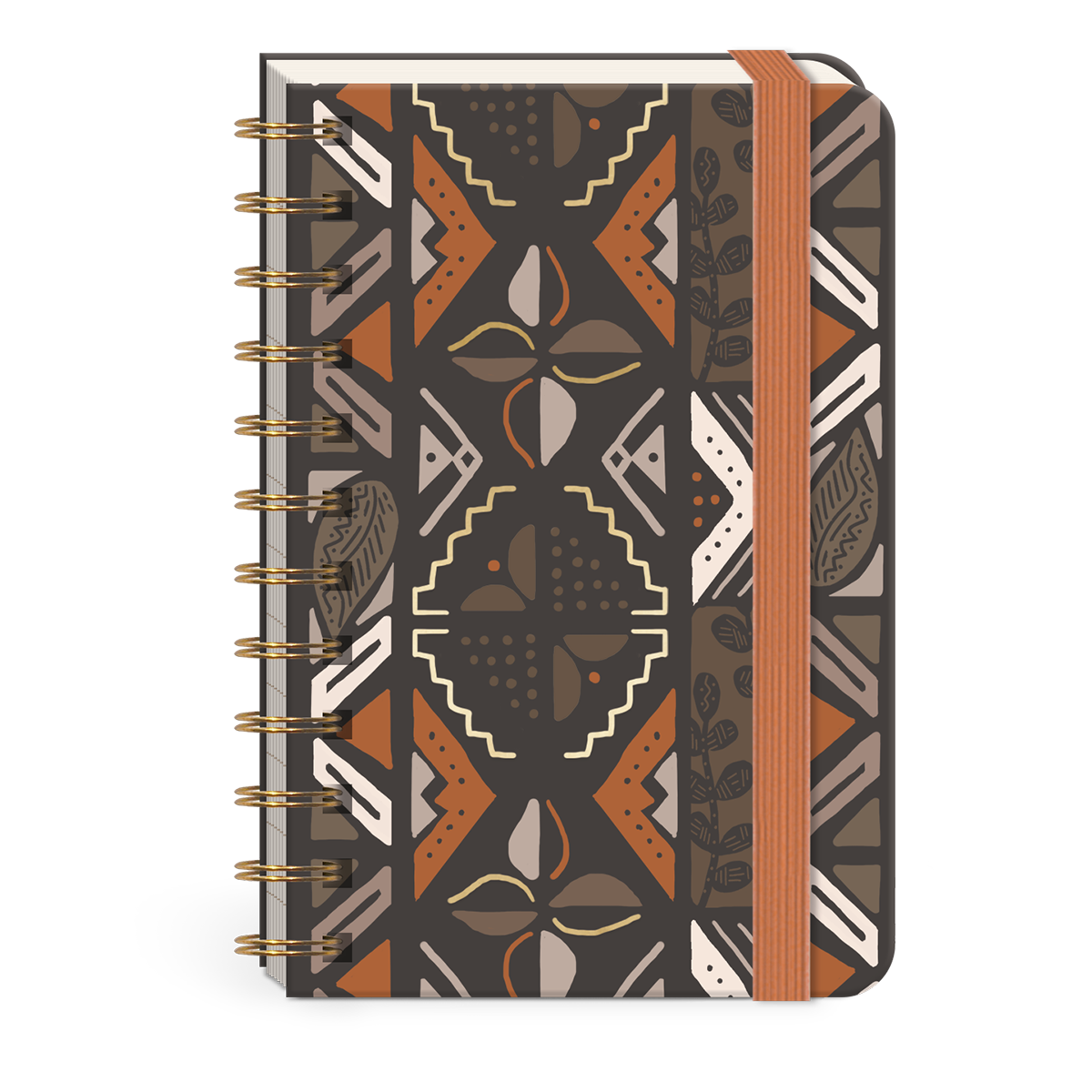 Spiral Pocket Notebook Geo by Punch Studio, Mini Notebook with Foil Accents & Bungee Closure
