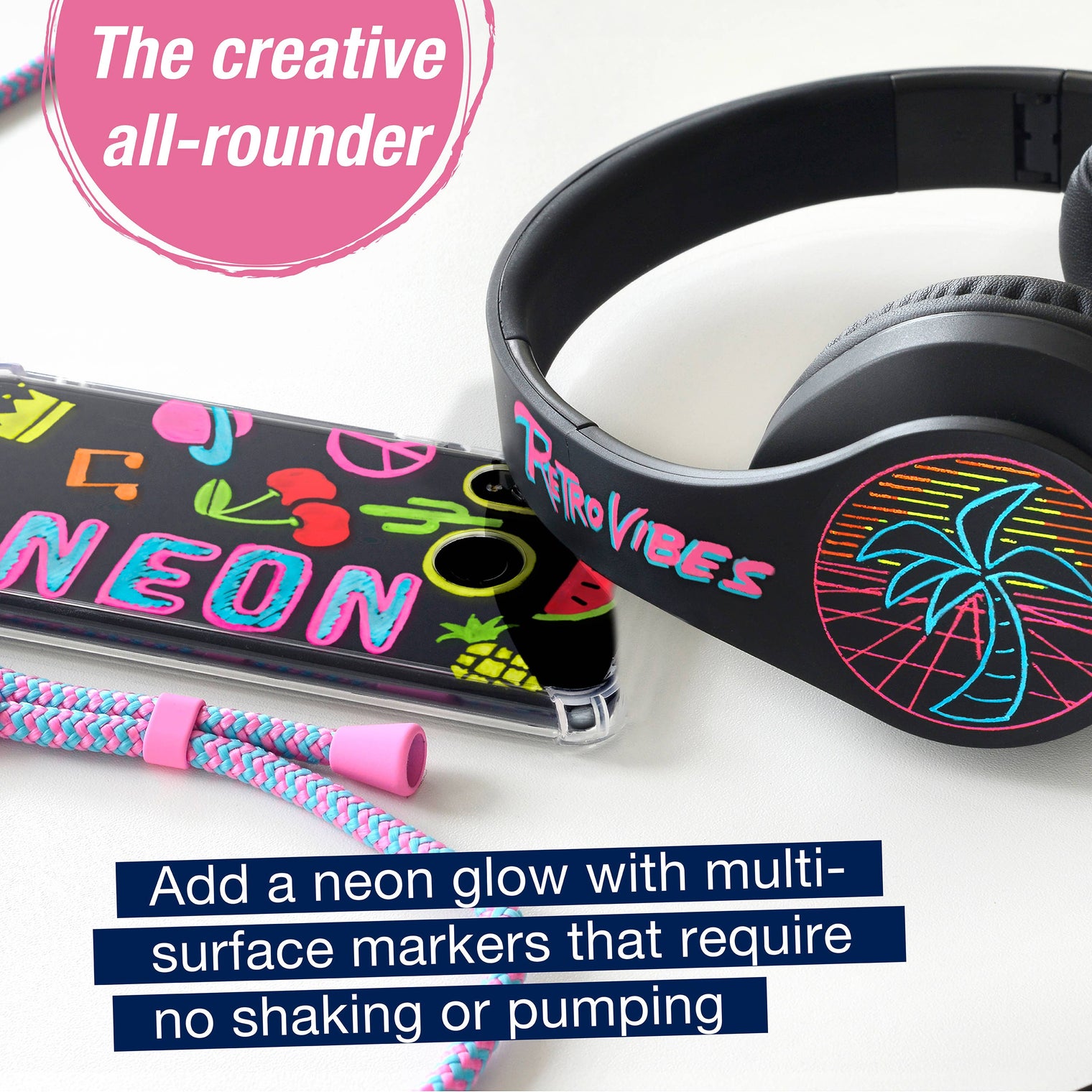 Multi-Surface Creative Markers Neon Set – 6 Color Bullet Tip Pens, Faber-Castell