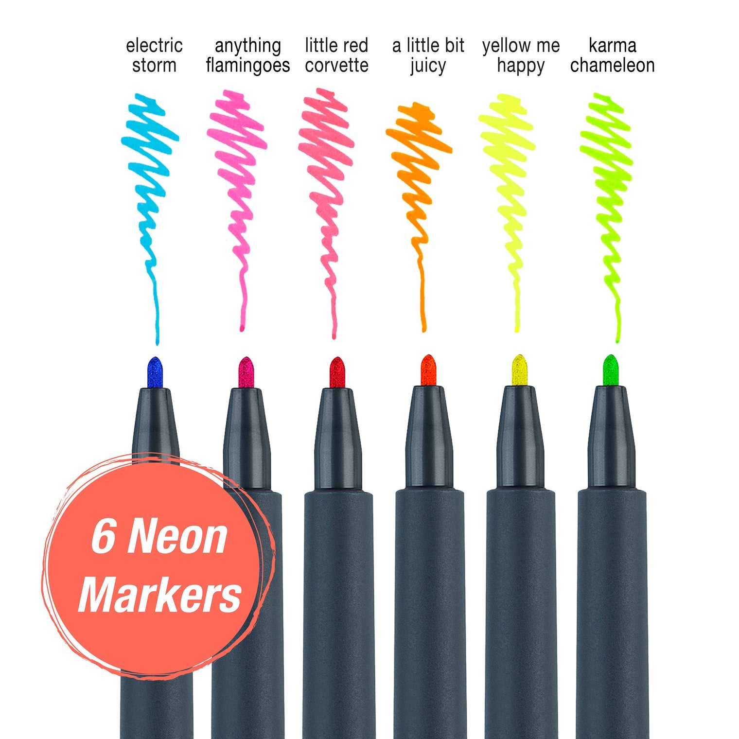 Multi-Surface Creative Markers Neon Set – 6 Color Bullet Tip Pens, Faber-Castell