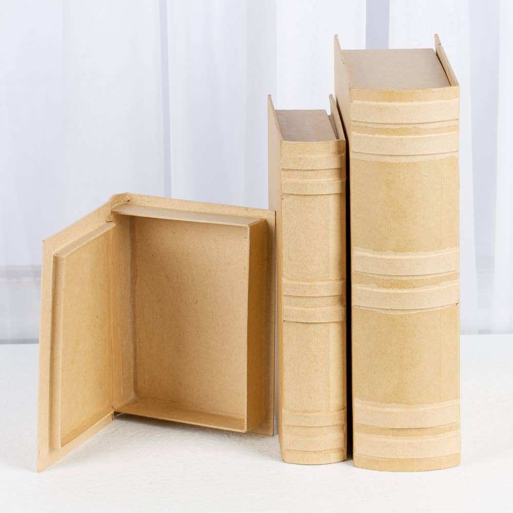 3-Piece Paper Mache Book Shape Box Set – Nested DIY Gift & Storage Boxes