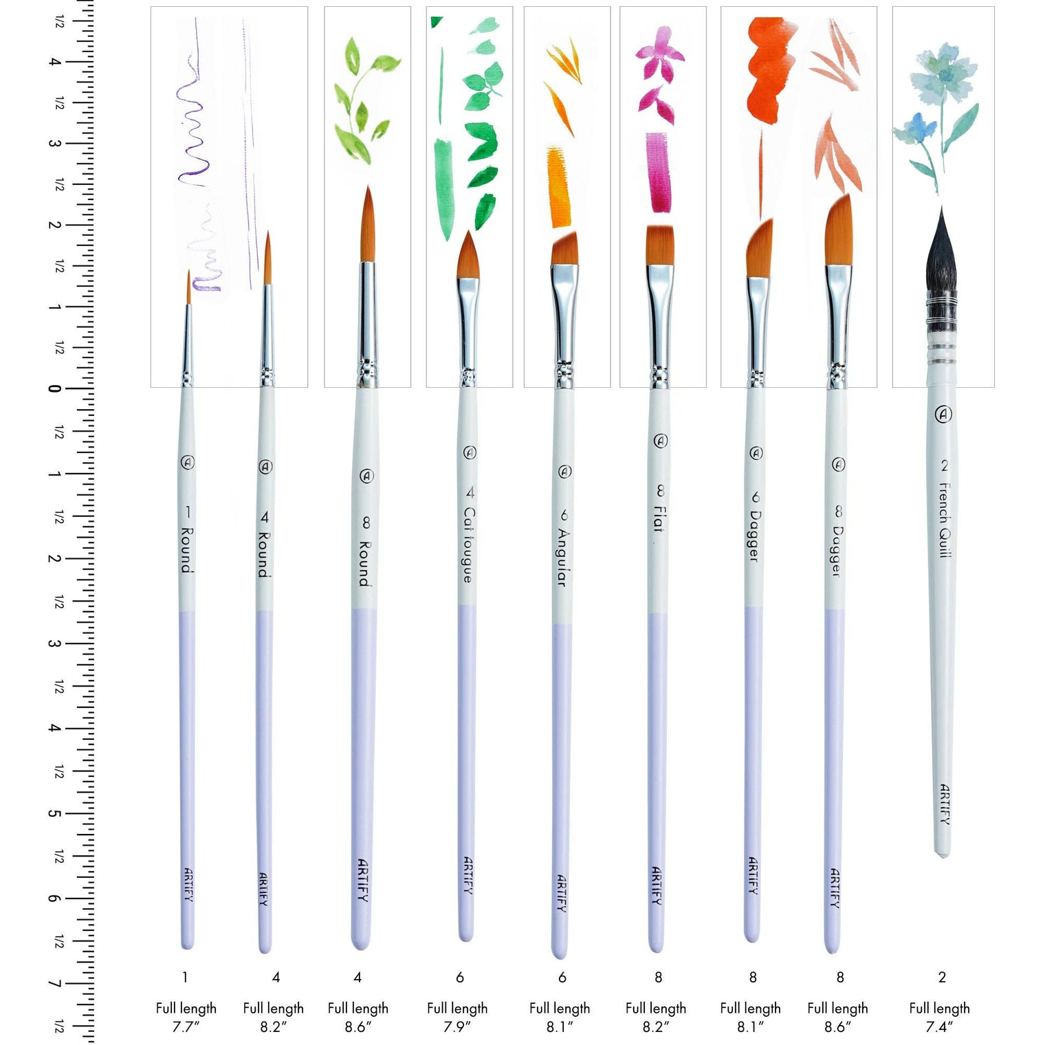 ARTIFY 9-Piece Travel Watercolor Brush Set – Multi-Shape Portable Brushes for Artists