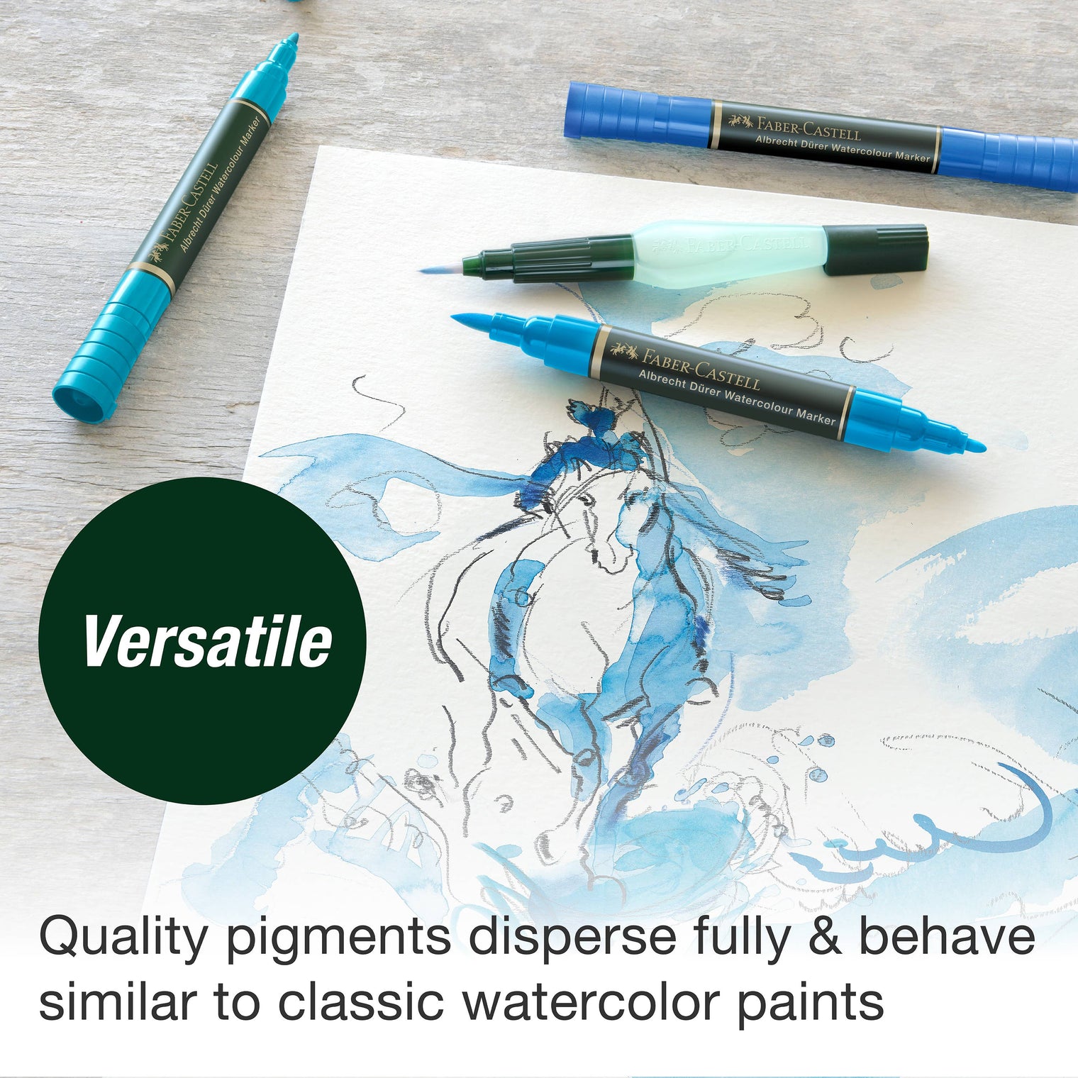Albrecht Dürer Watercolor Markers, Grey Tones – Set of 5 Dual Tip Water-Soluble Markers, Faber-Castell