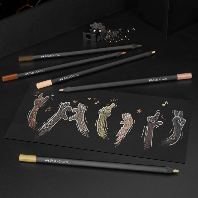 Black Edition Color Pencils, Skin Tones – 12 Count Super Soft Colored Pencil Set, Faber-Castell