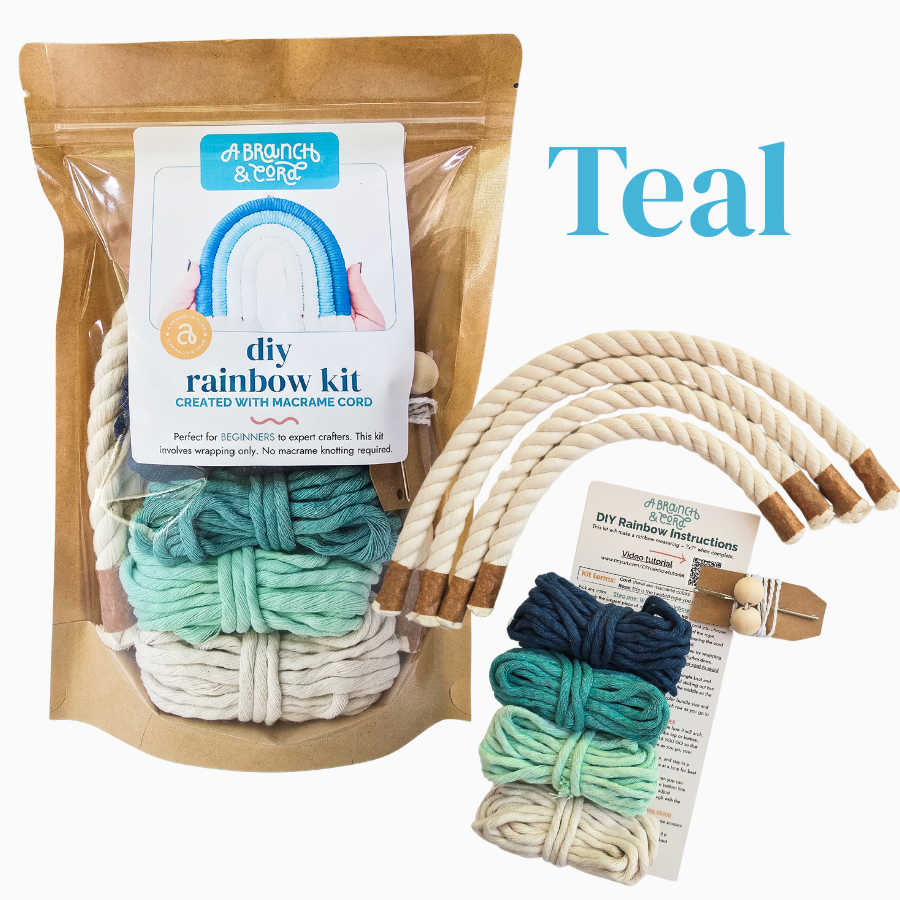 A Branch & Cord DIY Macrame Rainbow Kit, Sunset– Beginner Craft Kit with Materials