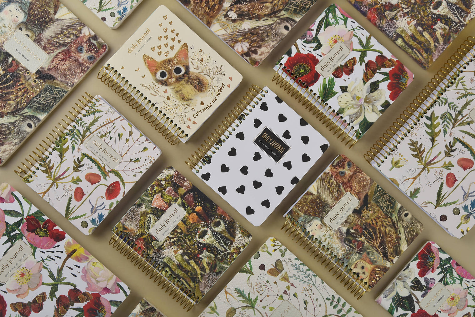 A6 ArtPlanner Spiral Weekly Diary, Black & White Hearts