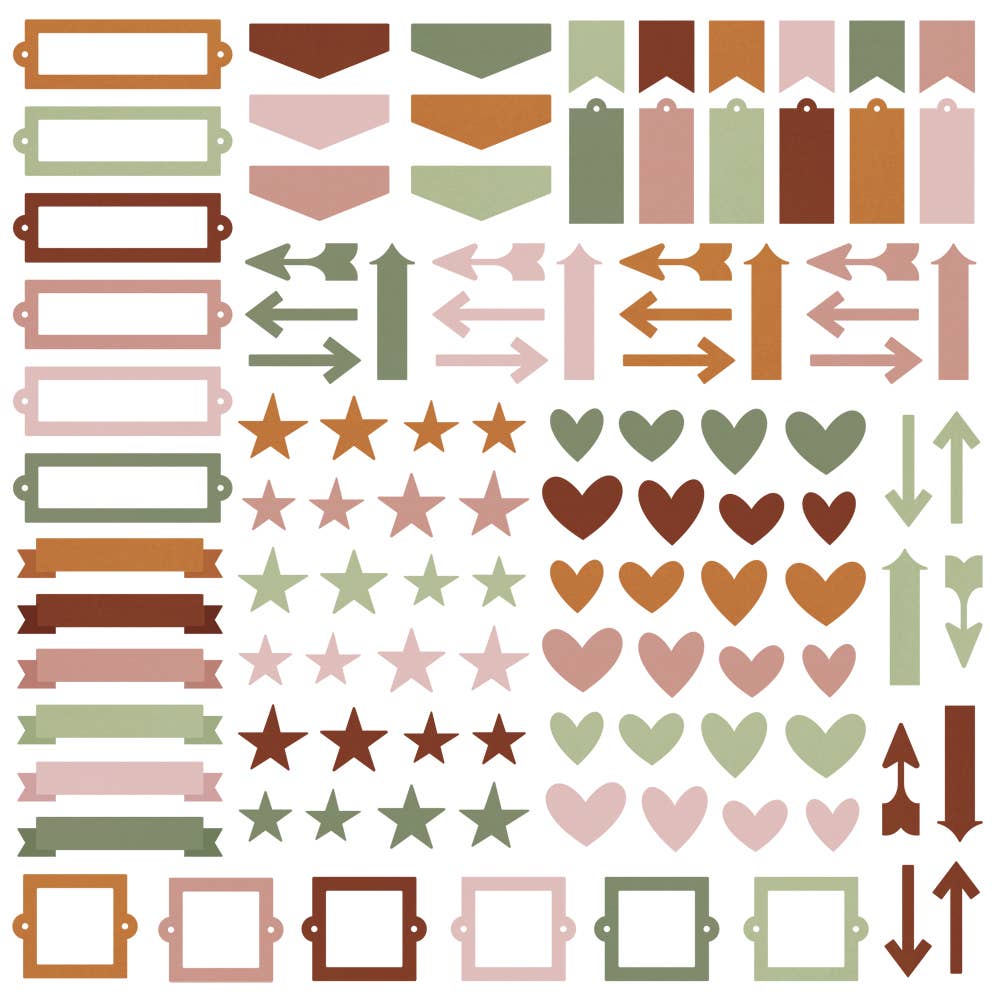 Simple Stories Color Vibe Chipboard Bits & Pieces Boho – 120 Die-Cut Chipboard Embellishments