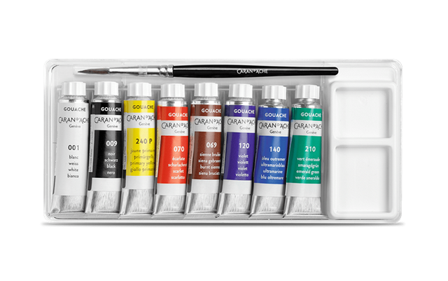 Studio Gouache Paint Set – Box of 8 x 10 ml Tubes, by Caran d’Ache