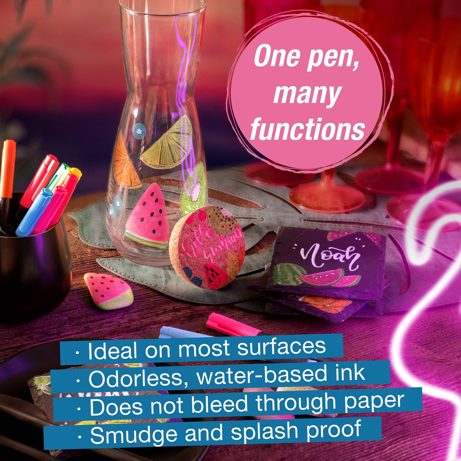 Multi-Surface Creative Markers Neon Set – 6 Color Bullet Tip Pens, Faber-Castell