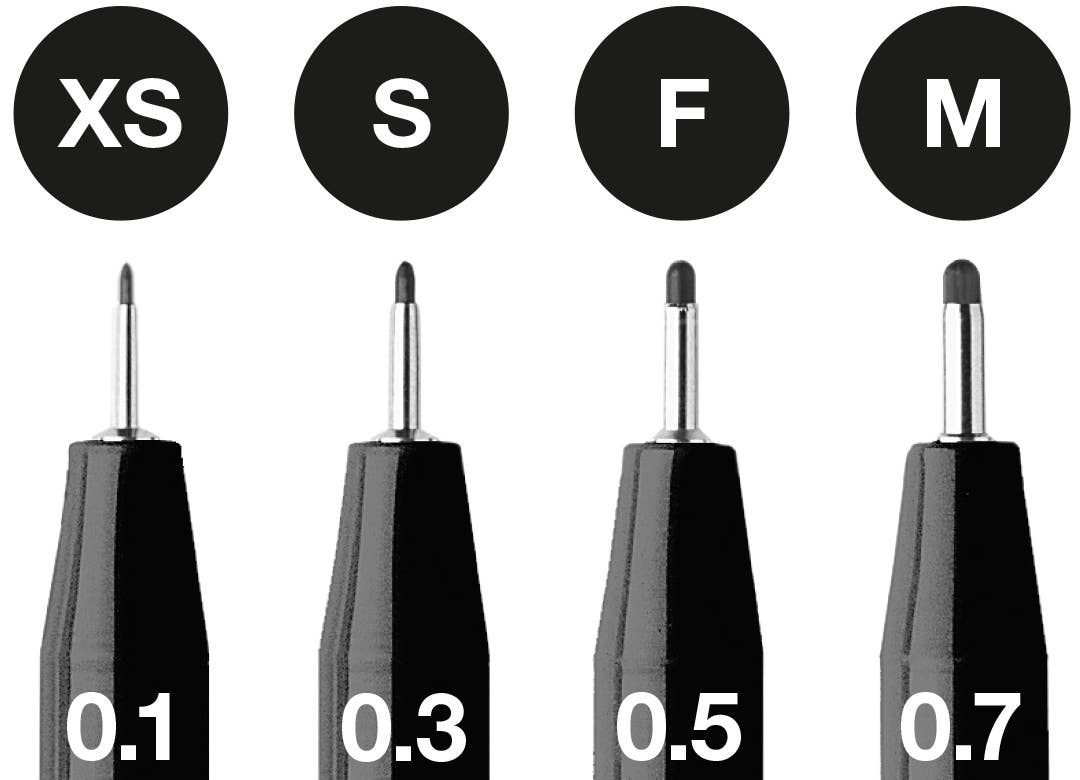 Pitt Artist Pens – #199 Black Set of 4 (XS, S, F, M), by Faber-Castell