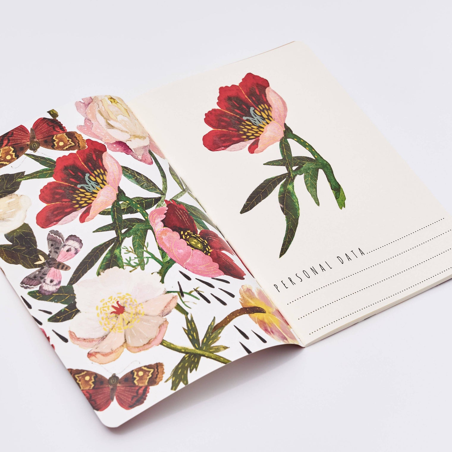 Peonies Notebook – Ruled Journal 8.27 x 5.83 in, 40 Pages, BV by Bruno Visconti