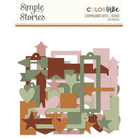 Simple Stories Color Vibe Chipboard Bits & Pieces Boho – 120 Die-Cut Chipboard Embellishments
