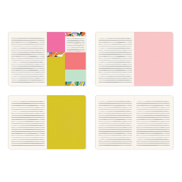 Softcover Journal Playful Patterns Floral by Punch Studio, Textured Journal with Alternating Spread Designs