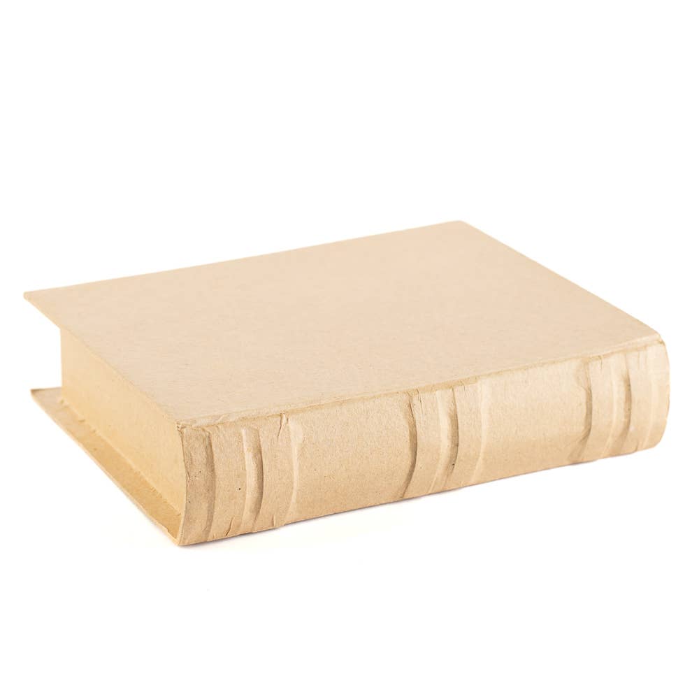 Paper Mache Book Shape Box – 7-3/4" x 6" x 1-3/4" (DIY Gift & Storage Box)