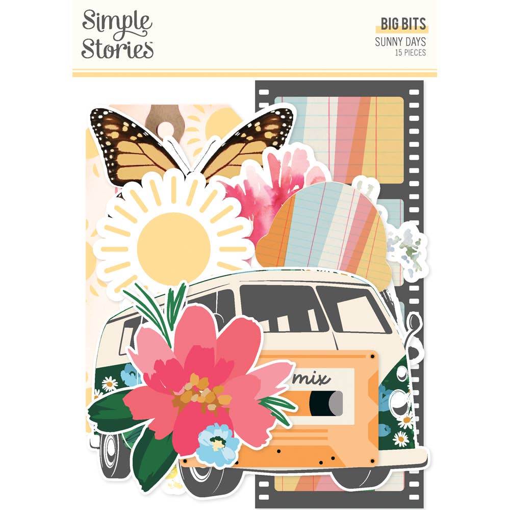 Simple Stories Sunny Days Big Bits & Pieces – 15 Die-Cut Cardstock Pieces