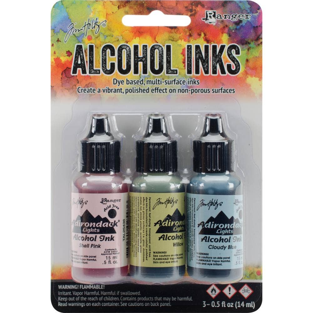 Tim Holtz Alcohol Ink Set – 3 Colors- Multiple Variations (0.5 oz Bottles, Dye-Based, Multi-Surface)