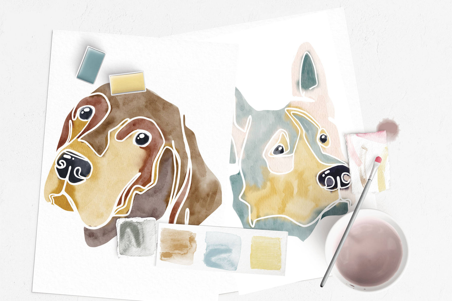 Painted Pups Watercolor Painting Kit – Portable Art Set with Water Brush & Tin Case
