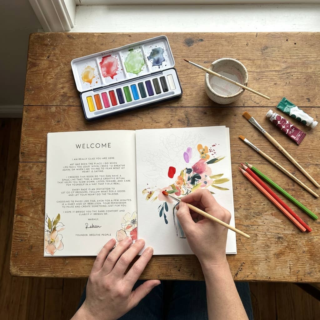 Meditative Art Book – 16 Pages Guided Creative Ritual Coloring & Reflection Workbook